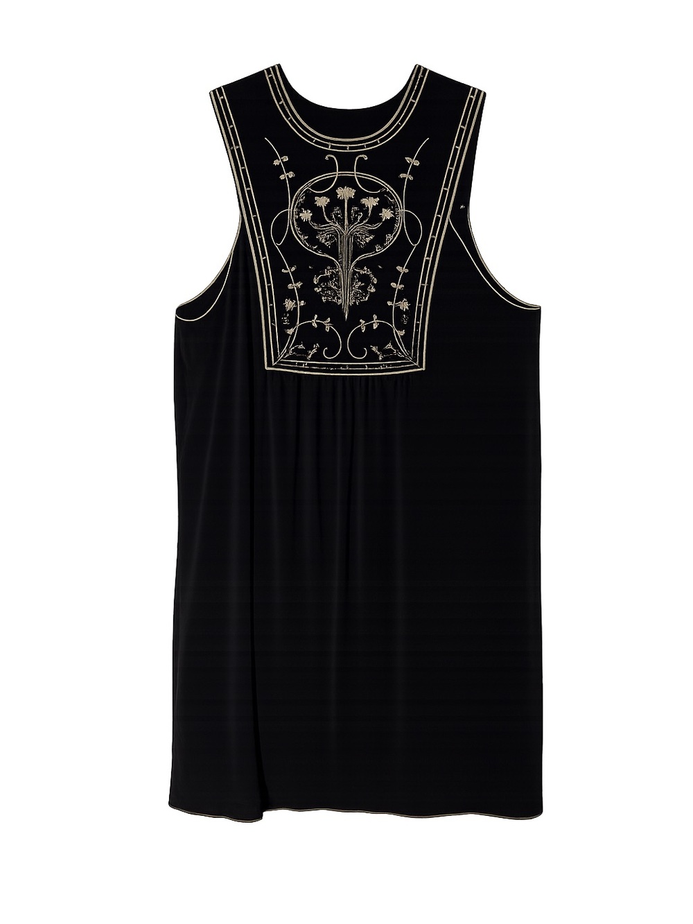 Max Studio Women’s Large Black Embroidered Sleeveless Boho Cover-Up Dress